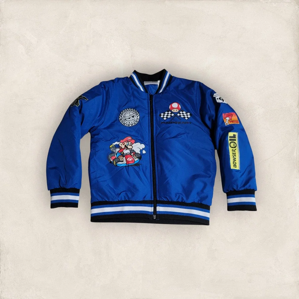 Nintendo Mario Kart Blue Bomber Jacket Kids Size 8